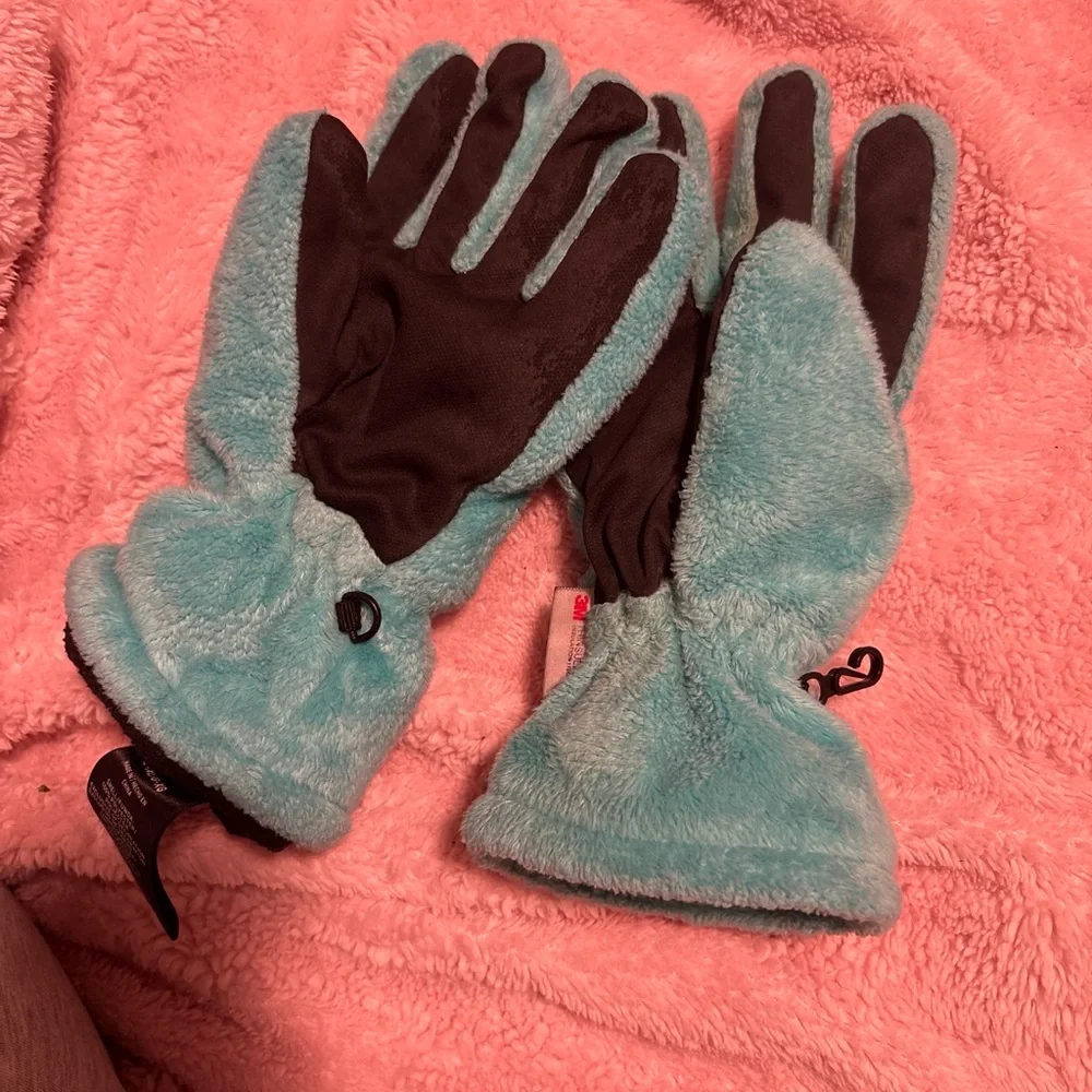 Swiss Tech Teal and Light Gray Fleece Gloves